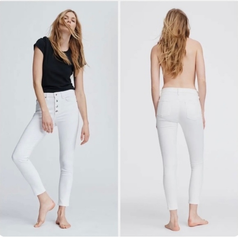 $250 rag & bone white nina high rise ankle skinny